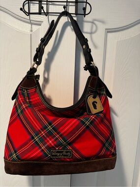 Vintage Dooney & Bourke Red Tartan Shoulder Bag Y2K